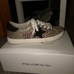 Leopard and sparkle tennis shoes